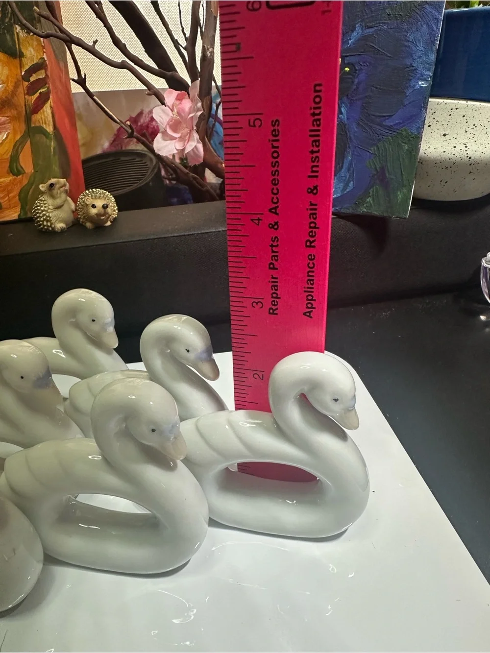 Set of 6 White Ceramic Swan Napkin Rings
